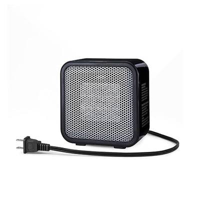 Amazon Basics Ceramic Portable Mini Space Heater for Office Desk, Indoor Use, Fast Heating, Energy Efficient, 500W, With Tip-Over Protection, Lightweight 1.4 lbs, Black, 5.87"D x 3.15"W x 5.95"H