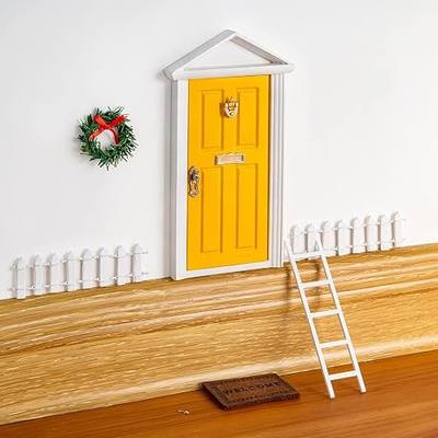 Wooden Yellow Fairy Door - Desk Fairy Door for Wall