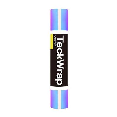 TECKWRAP Holographic Chrome Vinyl Permanent Adhesive 12" x 60", Opal White - Indoor & Outdoor Vinyl, Waterproof, Scrapbooking, Easy Cut & Weed for DIY Crafts, Party Decor, Car Decals