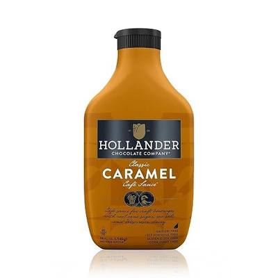 Hollander Caramel Cafe Sauce, 15 fl. oz. Squeeze Bottle | GMO Free, Corn Syrup Free, Soy/Gluten Free, Flip Cap