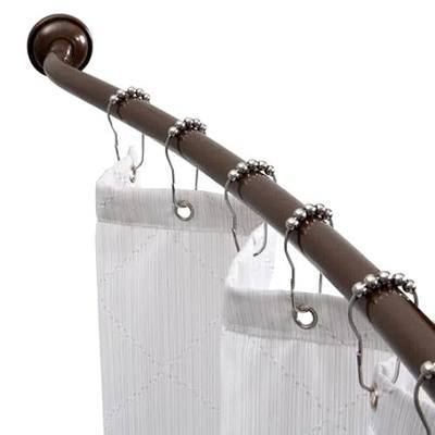 Home Basics Adjustable Curved Shower Curtain Rod (Bronze Finish) | Curved Shower Rod for Bathroom | Helps to Maximize Your Shower Space