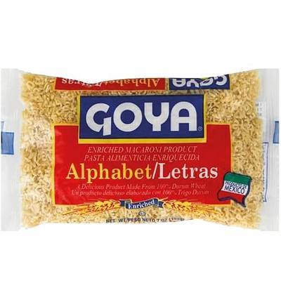 Goya Alphabet Pasta, Fun Pasta Noodles for Soups, Enriched Durum Wheat, 7oz | Fun Pasta Noodles for Soups, Stews, And Side Dishes, Mexican Noodles, Enriched Durum Wheat, For Lunchboxes and on the Go