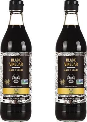 Soeos Chinkiang Vinegar 16.9 fl oz (Pack of 2), Zhenjiang Vinegar, Chinese Black Vinegar, Chinese Vinegar, Black Vinegar for Braised Meats and Fish, Noodles, and Dipping Sauce