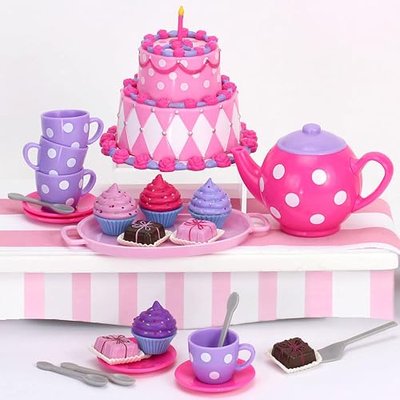 Sophia's 64 Piece Ultimate Dessert Tea Party Set for 18'' Dolls, Pink and Purple