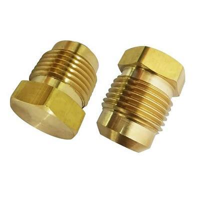Brass Flared Plug 3/8" Tube OD, SAE 45 Degree Flare Tube Fitting(Pack of 2)