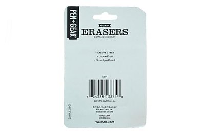 PEN+GEAR Smudge-Proof Pink Erasers 2 Count