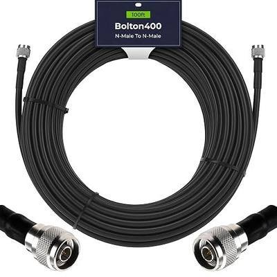Bolton400 Coaxial Cable 100ft Black, N Male to N Male - LMR®400 Equivalent | Heavy-Duty Ultra-Low-Loss 50-Ohm Design for Signal Boosters, Antennas and Networking Equipment in Residential & Commercial