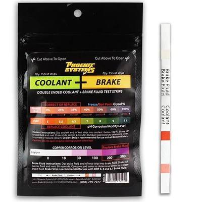 Phoenix Systems 8006-B Double-Ended Brake Fluid + Coolant Test Strips (15 foil wrapped test strips), 1 Pack