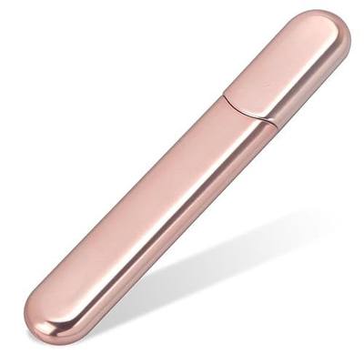 MiDenso Premium Glass Nail File, Apricot Color, 5.5 Inch | Crystal Diamond Salon Nail Buffer, Natural and Acrylic Nails, Japanese Nano Technology, Includes Case