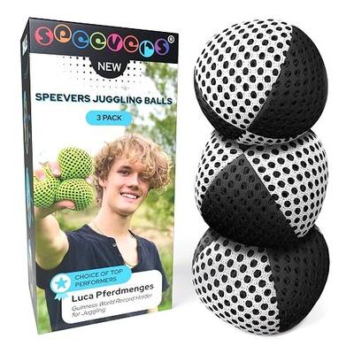 speevers Juggling Balls for Beginners and Professionals Set of 3, Juggling Bean Bags 14 Colors Available, 2 Layers of Net and Carry Case, Original Xballs Juggling Balls (Black - White, 4.2 oz)