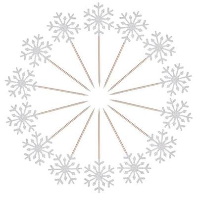 Frienda 30 Pack Snowflake Cupcake Toppers Glitter Silver Christmas