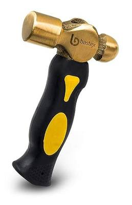 Bastex 1 Pound Brass Metal Stamping Hammer. Short Handle Design with Flat Mallet Head for Jewelry Making and Personalizing.