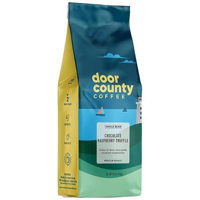 Door County Coffee Chocolate Raspberry Truffle, Whole Bean 10oz Bag | Flavored, Medium Roast, 100% Specialty Arabica, Specialty Grade 1