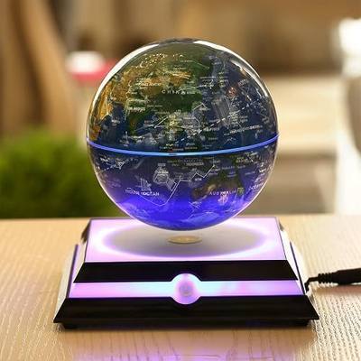 Magnetic Levitating Floating Globe with LED Light,Rotating World Map and Constellation in 6" Anti Gravity Globe (Navy Blue)