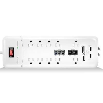 Digital Energy 10-Outlet Straight Plug 4050 Joules Heavy Duty Surge Protector (8 FT, WHT)