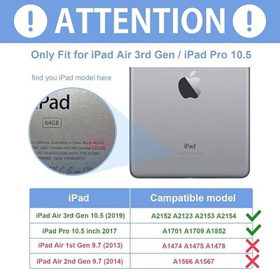 ProCase Cover for iPad Air 10.5" (3rd Gen) 2019 / iPad Pro 10.5 2017, Companion Back Case with Pencil Holder for 10.5" iPad Air/iPad Pro 10.5, Work with Smart Keyboard and Smart Cover -Gray