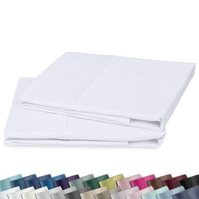 California Design Den Standard Queen Size Pillowcase Set - 400 Thread Count, 100% Cotton Sateen, Set of 2 Pillow Covers, Soft and Breathable - Bright White