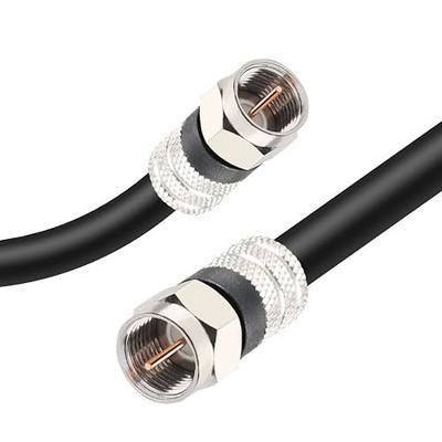 Postta Digital Coaxial Cable(15 Feet) Quad Shielded Black RG6 Cable with F-Male Connectors