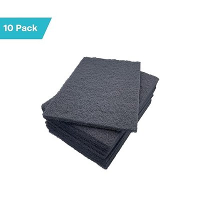 VSM 10-Pack: 6" x 9", Gray - Ultra Fine, Non-Woven Hand Pad, Silicon Carbide Grains, Rust and Oxidation Resistant, Multipurpose Abrasive Scrub Pad for Finishing and Cleaning