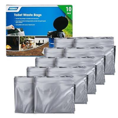 Camco Toilet Waste Bags - Features a Biodegradable Powder & Leak Proof Double Bag Design - Great for Camping, RVing, Hiking, or Boating - 10-Pack (41548)