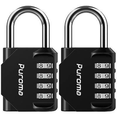 Puroma 2 Pack Combination Lock 4 Digit Padlock for School Gym Locker, Sports Locker, Fence, Toolbox, Case, Hasp Storage (Black & Code Window)