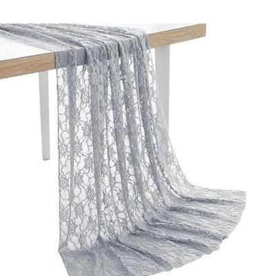 MDS® Pack of 5 Yard Lace Fabric 44" Wide, Floral Pattern Soft Rachelle Lace Trim Multipurpose Material for Sewing, Wedding Décor, Dresses, Crafts, Table Decorations & DIY Projects - Silver Gray