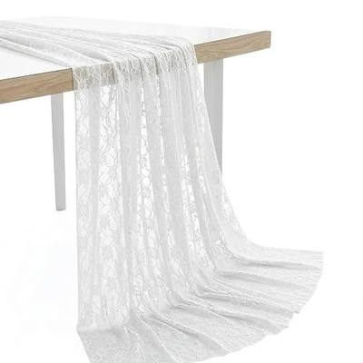 MDS® Pack of 10 Yard Lace Fabric 44" Wide, Floral Pattern Soft Rachelle Lace Trim Multipurpose Material for Sewing, Wedding Décor, Dresses, Crafts, Table Decorations & DIY Projects - White