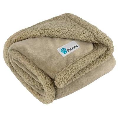 PetAmi Dog Blanket for Small Medium Dogs and Cats, Soft Sherpa Fleece Pet Blanket Throw for Puppies Kittens, Reversible Plush Couch Cover Protector Sofa Bed Crate, Machine Washable, 60x40, Solid Taupe