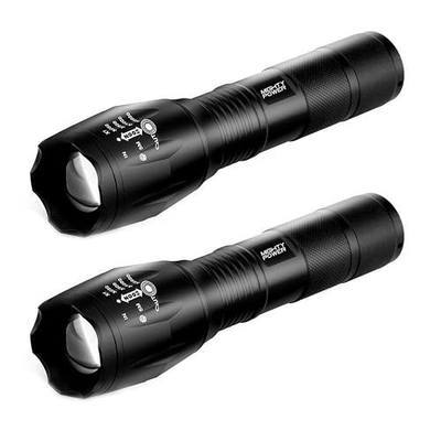 SUPER BRIGHT TACTICAL LED FLASHLIGHT BY Mighty Power with Adjustable Range, 5 Functions, Perfect for Power Outages, Emergency Situations, Camping, CREE LED Light with 800 Lumens, Black (2 Pack)