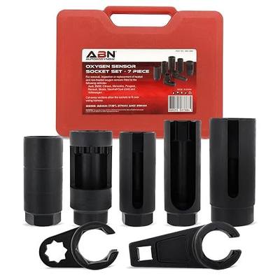 ABN Oxygen 02 Sensor Socket 7-Piece Tool Kit – 22mm (7/8in), 27mm, 29mm – All Vehicle O2 Removal and Installation