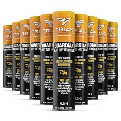 TRIAX Guardian Heavy Duty Grease with Moly, True Multi Purpose, Wheel Bearings, Shock Loaded Components, Extremely Tacky, Zero Separation (10 Pack - 14 Ounce Tubes)