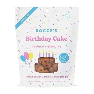 Bocce's Bakery Birthday Cake Flavor Crunchy Biscuits Dog Treats, 5 oz | Oven Baked, Wheat-Free Everyday Dog Treat Biscuits - Made with Real, Limited Ingredients and Baked in The USA