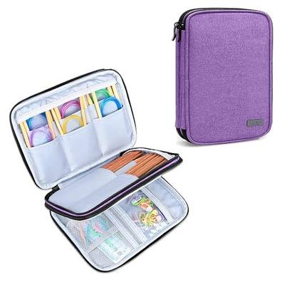 LUXJA 8 Inches Knitting Needles Storage Case, Purple | Portable Travel Organizer for Circular Knitting Needles Accessories Not Included