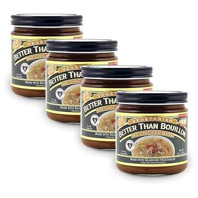 Better Than Bouillon Vegetarian No Chicken Base, Made with Seasoned Vegetables, Certified Vegan, Makes 9.5 Quarts of Broth, 38 Servings, 8 OZ Jar (Pack of 4)
