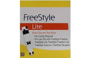 Freestyle Lite® Blood Glucose Test Strips for Monitor System, Red-Yellow, (50 pieces)