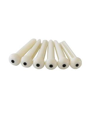 Acoustic Guitar Bridge Pins String Pegs Guitar Parts Replacement | White with Black Dot, Pack of 6 Pieces