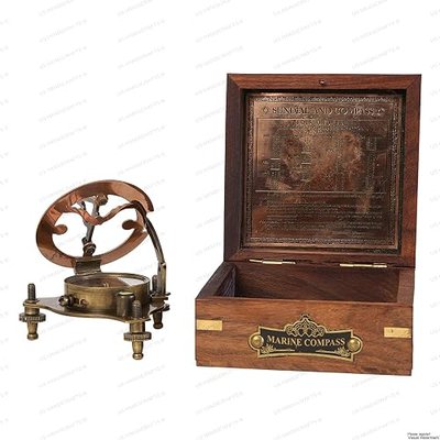 Vintage Brass Sundial Compass – 2.5" WEST London Antique Maritime Compass with Adjustable Screw Legs – Nautical Decor & Collectible