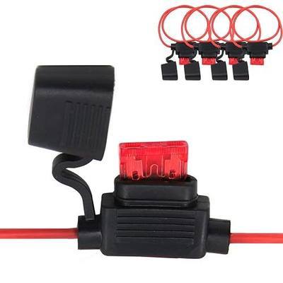 ZOOKOTO Inline Fuse Holder, 16 AWG Gauge Copper Wire Car Auto Blade Fuse Waterproof with 10 AMP Fuses
