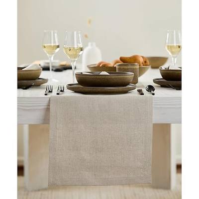 Solino Home Linen Natural Table Runner 90 Inches Long - 100% Pure Linen 14 x 90 Inch Table Runner for Dining, Summer - Fete