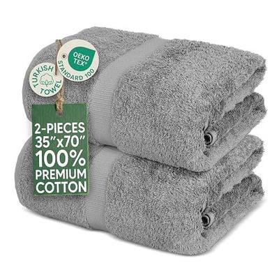 Towel Bazaar 2-Piece Jumbo Bath Towel Set, Cotton Turkish Towels, 35x70 Luxury Towel Super Soft and Absorbent, Perfect Use for Bathroom, Shower Towels - Gray