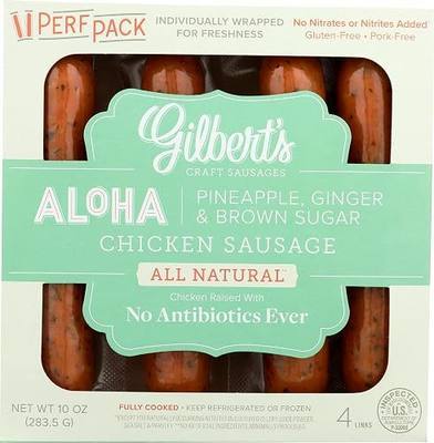 Gilbert's Aloha Pineapple Ginger Chicken Sausage, 4 Links, 10 oz