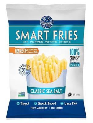 Gourmet Basics Smart Fries Air Popped Potato Fries, French Fries, Potato Sticks Individual Bags, Fry Chips Family Size, Low Calorie Chips, Non-GMO, Gluten Free, Kosher, Sea Salt - 1 oz Bags (Pack of 24)