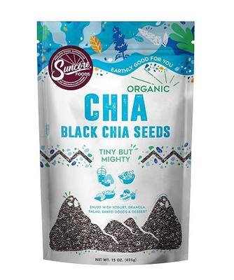 Suncore Foods Organic Black Chia Seeds 15oz | Superfood | Gluten Free | USDA Organic, Plant-Based, Vegan, GMO-Free, Gels Easily, For Smoothies & Chia Pudding, Baking & Recipes, Resealable Pouch