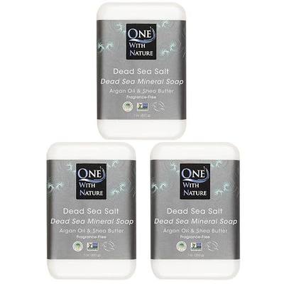 DEAD SEA Salt SOAP 3 PK - Shea Butter, Argan Oil, Magnesium, Sulfur, Minerals. All Skin Types, Problem Skin. Acne Treatment, Eczema, Psoriasis, Therapeutic, Natural, Fragrance Free, 7 oz Bars