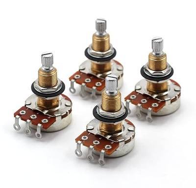 Bourns 500k Potentiometer - Long Split Shaft, Audio Taper, Low Friction Guitar Pot (4x)