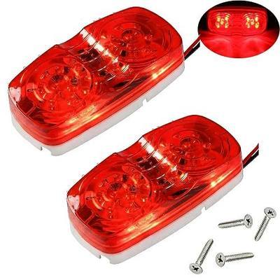 NEW SUN 2 Pcs Red Trailer RV Side Marker LED Light, Bullseye/TigerEye/Double Bubble Clearance Light 10 Led, 12V 4x2 Rectangular, Surface Mount, Camper, Trucks, Rvs