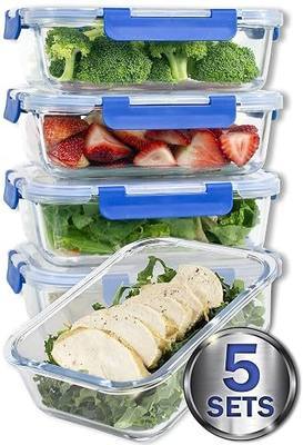 COLIBROX 36 Oz Glass Meal Prep Containers with Snap Locking Lids, set of 5 pieces