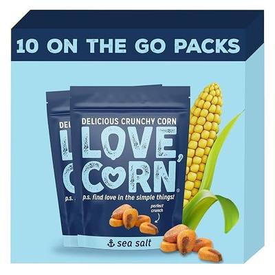 LOVE CORN Sea Salt – Crunchy Roasted Corn Snack, 3 Ingredients, Gluten Free, Non-GMO, Vegan, Low Sugar – On-the-Go, Lunchbox & Office Snacks, Alternative to Chips & Crackers – 1.6oz × 10 Bags