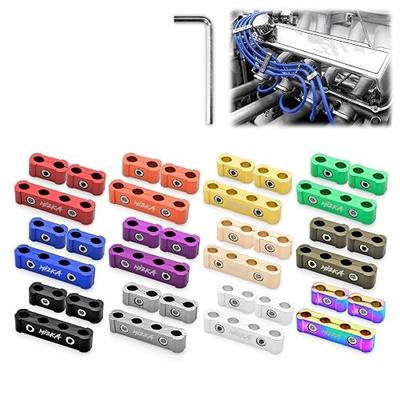 3Pcs Orange Aluminum Engine Spark Plug Wire Separator Divider Organizer Clamp Kit