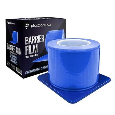 Blue Barrier Film Roll 4"x6" - 6.5nm Thickness Medical Grade Surface Protective Dental Barrier Film for Dental, Medical, Tattoo - Easy Peel, Non-Stick Tape (1 Box of 1200 Sheets) By PlastCare USA